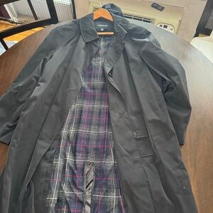 Vintage London Fog all black trench coat with hood